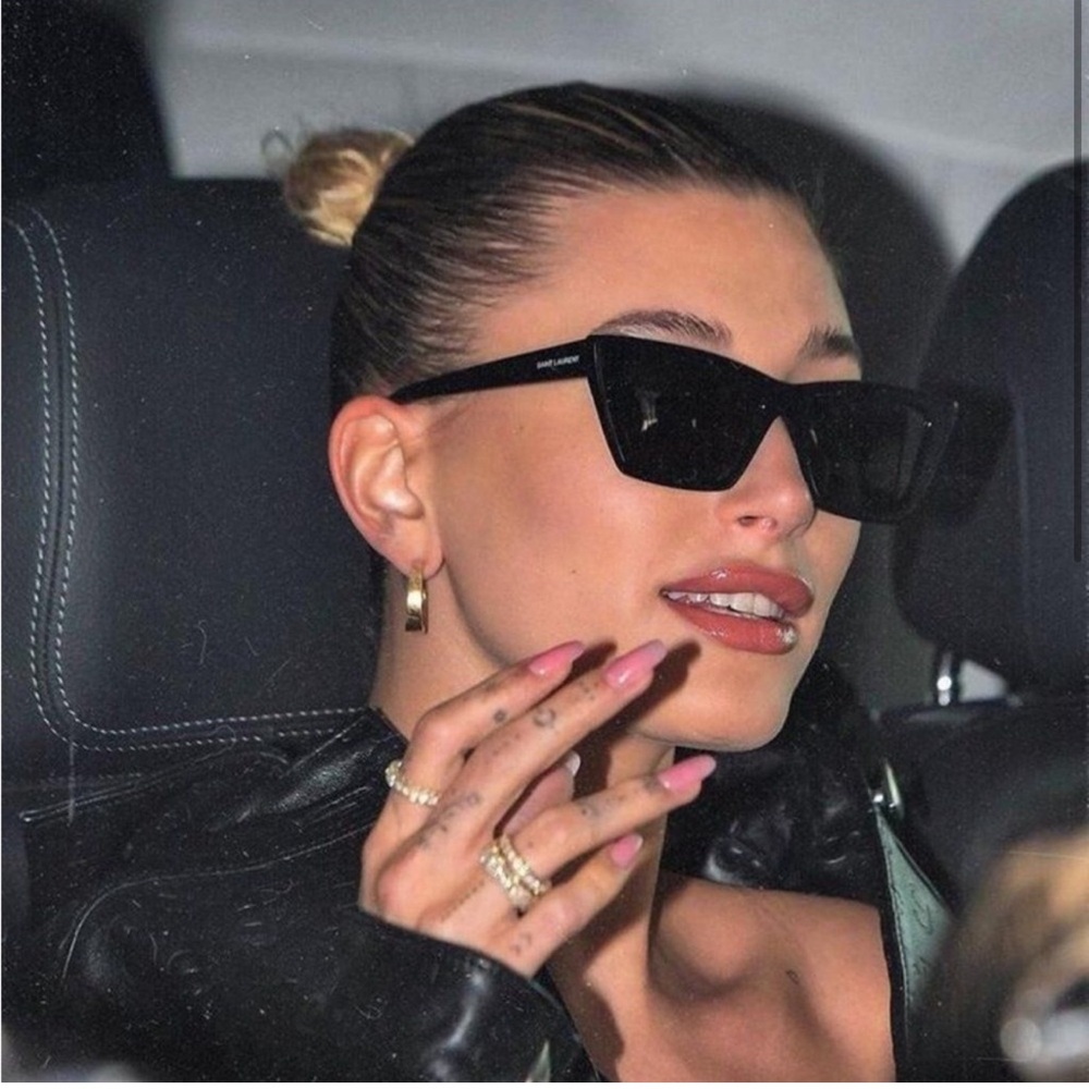 Saint Laurent SL276 MICA 001 Sunglasses Black Gray Cat Eye Women